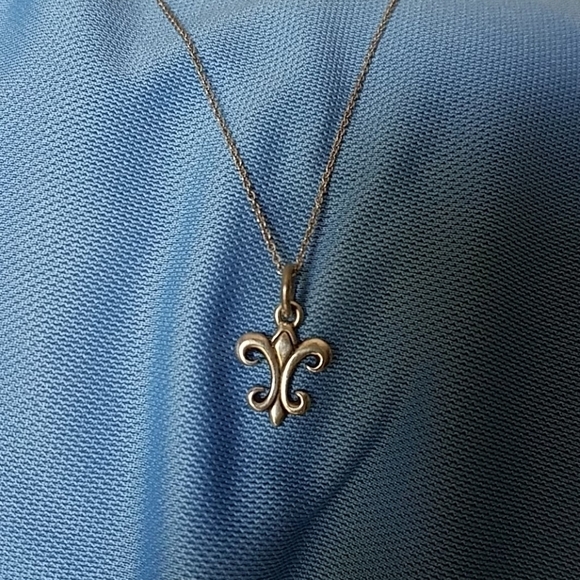 925 STERLING SILVER FLEUR-DE-LIS PENDANT Gothic NECKLACE - Picture 5 of 6